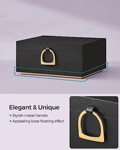 SONGMICS 2-Layer Jewelry Box with Handle, Removable Tray, Floating Effect - color: Black