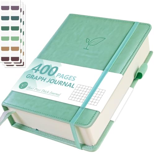 Hoci Poci 400 Pages Graph Journal Notebook, 5.8" x 8.4",100gsm, Aqua - color: Aqua, size: Squared-400 Pages (5.7"×8.3")