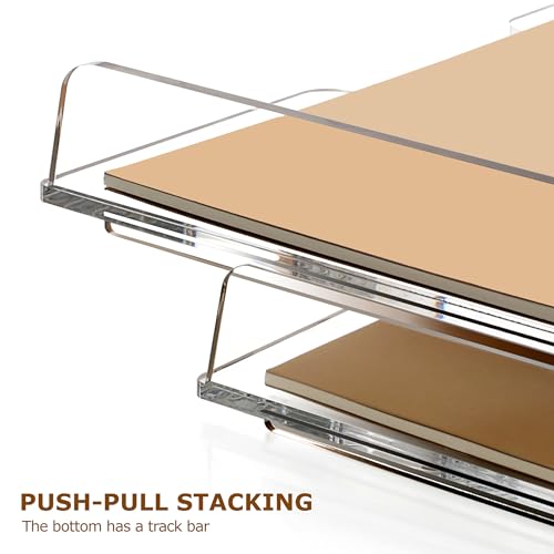 2 Pack-Stackable Paper Letter Tray Enlarged A4 File Desk Organizer Acrylic - style: Enlarged 2 Tier Trays