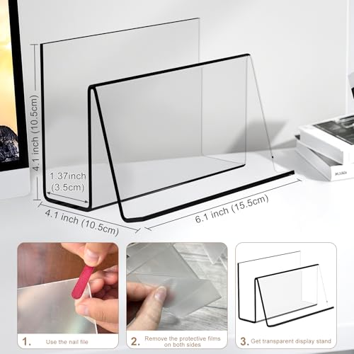 Boloyo Acrylic Index Card Display Holder, 4 X 6 inch, 2PC Clear Cards Holder Stand Organizer Desktop Business Card Holders for Home Office School Desktop Card Storage 200 Capacity - color: 4 X 6 inch, size: 2PC