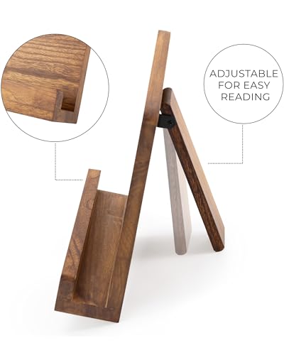 Beautiful Cookbook Stand for Your Kitchen Counter - Solid Wood, Fits iPad