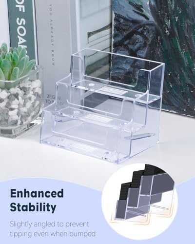 Uniclife Acrylic Business Card Holder for Desk, 3 Slots, 180 Card Capacity - color: 3 Slot, size: 1 Pack