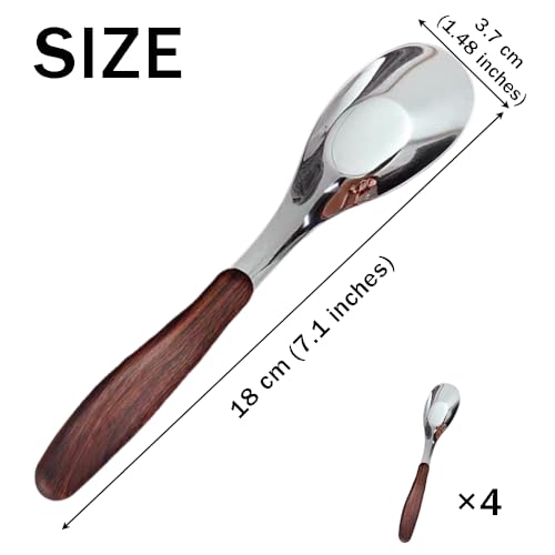 Ouliget Square Head Spoons, Korean style Square Sugar Spoon,Thick Heavy Stainless Steel Soup Spoons Table Spoons Dinner Spoons with Wooden Handle,7.1 Inch,Set of 4 - size: 7.1 inches, Set of 4, Square Head