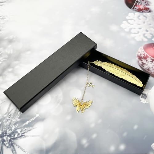 Initial Letter and Butterfly Charm Metal Feather Bookmark (Gold-T) - style: Gold-T