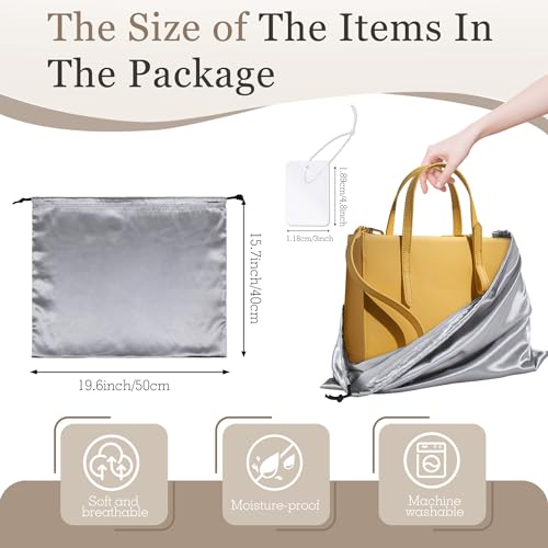 Vonty Grey Satin Dust Bags 3 Pack Drawstring Pouch for Purse, 19.6x15.7in - color: Grey, size: 19.6 x 15.7