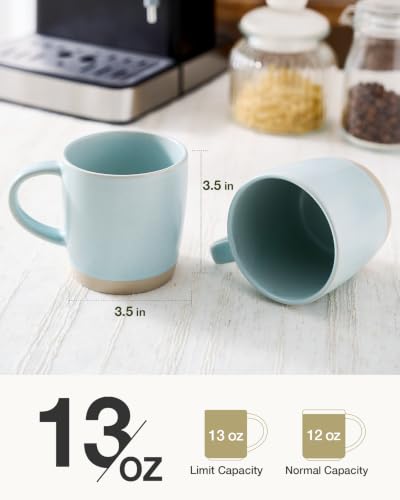 famiware Coffee Mugs Set of 8, Milkyway 13 oz Ceramic Cup Set with Handle - color: Milkyway-Light Blue, size: 8 Count (Pack of 1)