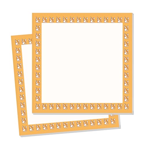 Sticky Notes 3x3 Inch, 2 Pads Cute Self-Stick Note Pads, Strong Adhesive Notepads for Office, Home, School, Organization and Reminders Cute Corgi
