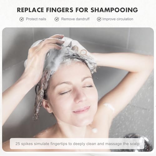FREATECH Massager Shampoo Brush with Soft Silicone Bristles for Scalp Care, Shower Hair Scalp Scrubber Exfoliator for Dandruff Removal and Hair Growth, Wet & Dry for Men, Women and Kids, Grey - color: Grey