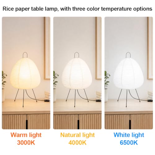 Rice Paper Lamp,Dimmable Bedside Table Lamp,Remote Control,Bulb Included - style: Japanese-remote control