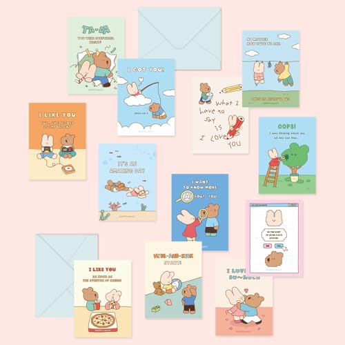 Monolike Day-by-day Card, Happy and Lucky Littles Series.1 - Mix 36 Mini Single cards, 36 envelopes, 36 stickers Package - color: Happy and Lucky Littles Series.1