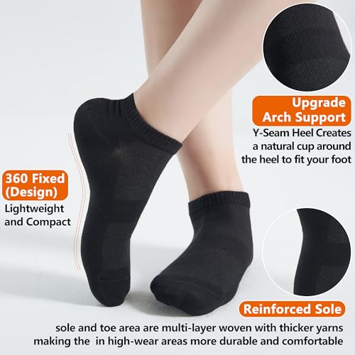 ATBITER 12 Pairs Ankle Socks Womens/Men Thin Low Cut No Show Athletic Socks - color: 12 Pairs Black, size: Medium