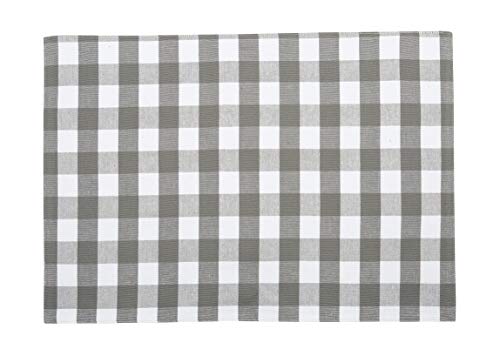 Urban Villa Two Tone Placemat Cotton Tablemat 14x20 (Set of 6) Grey/Wht - color: Grey/White Checks, size: 14" x 20"