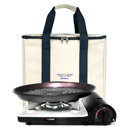 TECHEF - Stovetop Korean BBQ Non-Stick Grill Pan with Agni Portable Gas Stove Burner, Made in Korea (Essential KBBQ Set) - color: Essential KBBQ Set