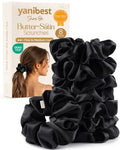 Yanibest 8 Pcs Satin Scrunchies - Silk Feeling Scrunchies Ponytail Holders - color: Black