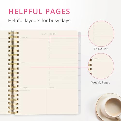 Graphique Polka Dot 18 Month Planner, July 2026 – Dec. 2027, Hardbound Spiral Planner with Monthly Tabs, Holidays & Reminder Stickers, 6” x 8” - color: Polka Dot
