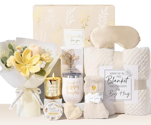 Birthday Gifts for Women, Spa Self Care Package Get Well Soon Gift Baskets - color: Ivory White - Vanilla Coconut