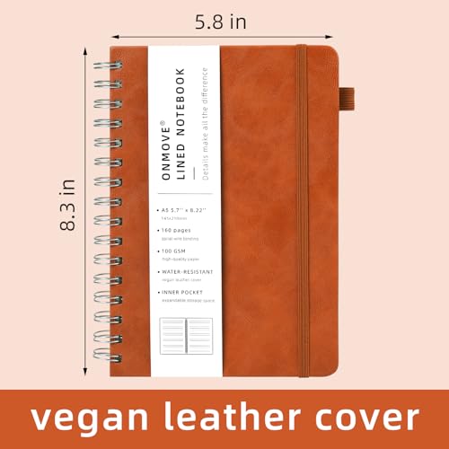Spiral Notebooks Journal for Women Men 12 Pack Bulk Leather Hardcover with Pen Holder A5 160 Pages 100 GSM Thick Paper for Work School Lined Brown - color: Brown