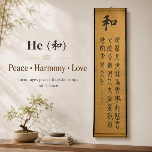 Wall Art Poster Prints Painting Zen Home Decor Chinese Calligraphy Peace - color: G3