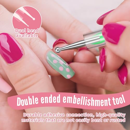 FULINJOY Nail Dotting Tools 10 Pcs Kit, 5 Pcs Double-end Nail Dotting tools and 5 Pcs Nail Art Liner Brushes, Nail Art Design Tools