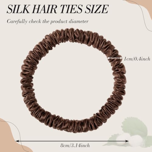 Needbrock Mulberry Silk Hair Ties, Thin Scrunchies for Women Girls - color: Multicolor