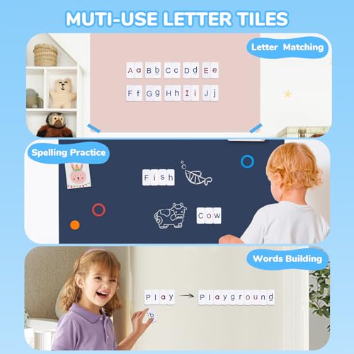 JoyCat Magnetic Letter Tiles 234PCS, Alphabet, Double-Sided Magnet Board