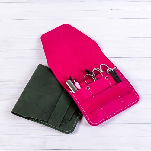 Leather Manicure Set Case Grooming Kit Organizer (Dark Brown) - color: Dark Brown