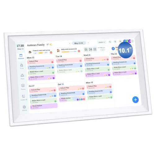 10.1 Inch Smart Digital Calendar Chore Chart with Touchscreen - Interactive Display for Family Schedules, Great for Organizing Your Calendar to-Do List & Meal Planner, Digital Picture Frame