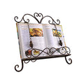 Antique Metal Kitchen Cookbook Display Stand, Recipe Book and iPad Holder, Cookery Book Easel with Weighted Chains for Gift, Rustic Dark Brown