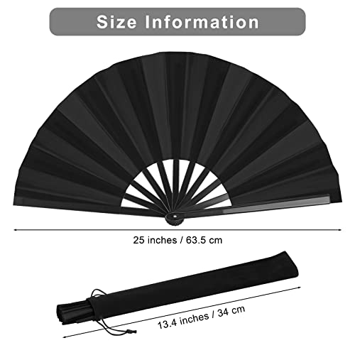 Aodaer 4 Pack Large Fans Chinese Kung Fu Tai Chi Fans Decorative Fans for Men and Women, Black - color: Black