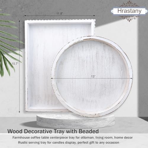 Hrastany Wood Coffee Table Serving Tray, Whitewashed, 15.7"*11.8"*1.57" - color: Re Whitewashed, size: 15.7" x 11.8" x 1.6"