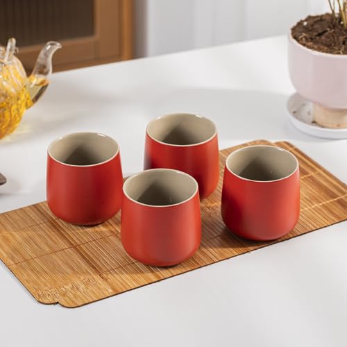 TEANAGOO Japanese Tea Cup, 7.2Oz / 205 ml,Red, H19, 4 Pcs/box, Japansese Cups,Chinese Tea Cups, Occupied Japan Tea Cups - color: Red, size: 7.2 fl oz (4-Count)