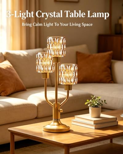 Lightdot Mid Century Modern Table Lamp Glod Glass Dimmable 3 Bulbs Included - color: 19-Gold-Amber-Cylinder