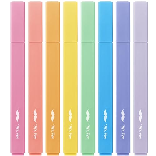 Mr. Pen- Aesthetic Highlighters No Bleed, 8 Pack, Assorted Colors | Chisel Tip, Cute Highlighters Assorted Colors for Journaling, Highlighting, Underlining, Fast Dry, Back to School Supplies - color: Friendly Colors, size: 8 Pack