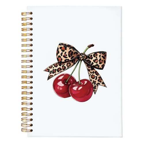 Leopard Bow Cherry Notebook Journal,Trendy School Supplies for Girls - color: Cherry - Leopard bow