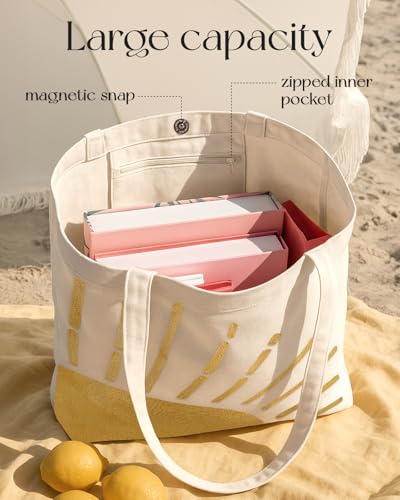 Miss Adola Embroidery Canvas Tote Bag with Pocket & Buckle - color: Sun