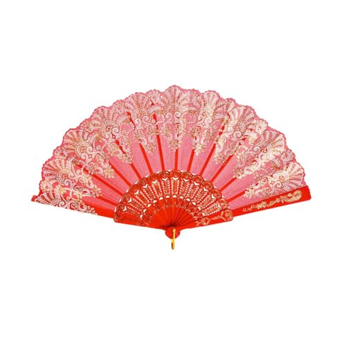 QIRMIZI 30 Pack Folding Handheld Fans, Silk Spanish Fan, Perfect for Weddings, Parties, and Dancing,Red - color: Red, size: 30 PACK