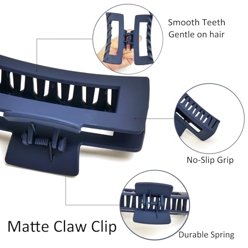 8Pcs Hair Clips and Scrunchies Set for Women (Navy Blue) - color: Navy Blue