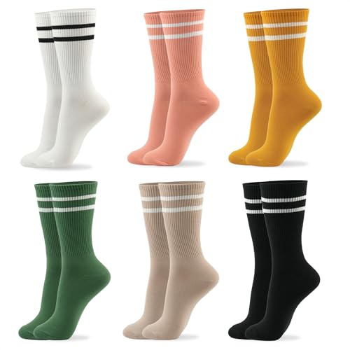 Womens Cotton Crew & Ankle Socks, Cute Floral Ruffle Colorful Tube Size 6-9 - color: Tube Striped a