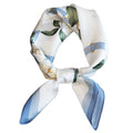 ANDANTINO 100% Mulberry Silk Scarf -21” Square Neckerchief with Gift Packed - color: Floral-pale Blue
