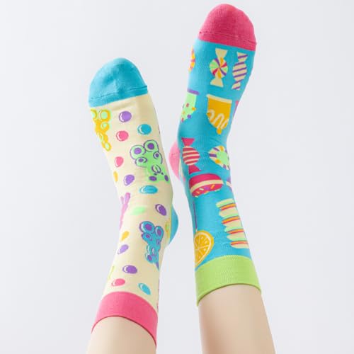 2 Pairs Cartoon Animal Crew Socks Fun Cotton Mid Calf Socks for Women - color: Candy
