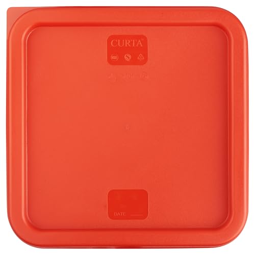 CURTA 8-Pack 8 Qt NSF Clear Polycarbonate Food Storage Containers with Red Lids - Square, Commercial-Grade, Freezer & Dishwasher Safe, Stackable - color: 8.0 Qt 8-Pack(Red Lids)