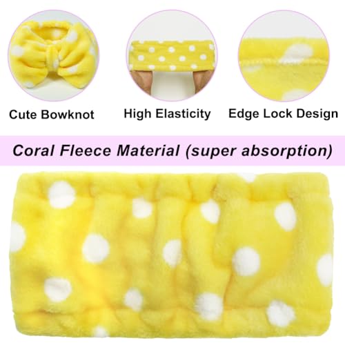 Shintop Sweet Super Soft Caroset Polka Dots Wash Cosmetic Headband Hairlace (yellow polka dots) - color: Yellow Polka Dots