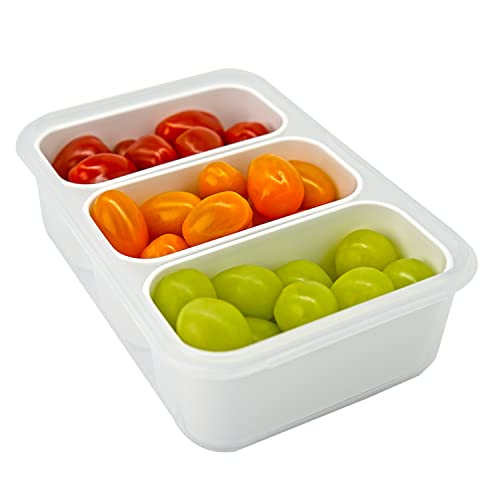 carrotez 3 Compartment Food Container - 4.64 Cup (1100ml) - color: White, size: 3 Compartment (4.6 Cup)