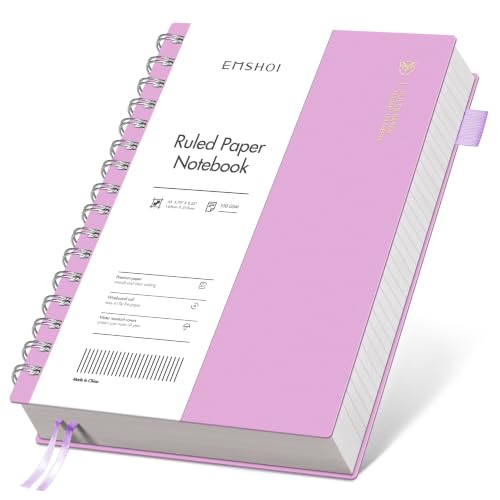 EMSHOI Lined Spiral Journal Notebook, 300 Pages, A5 Size (5.7'' x 8.2'') - color: Purple, size: A5
