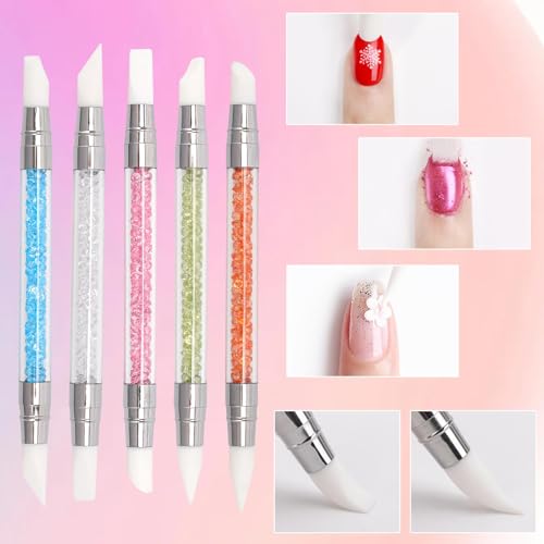 35 Pcs Nail Art Brushes Include Nail Polish Liner Brush with Dotting Tools, Design Pen Silicone Nail Tools for Nail Drawing