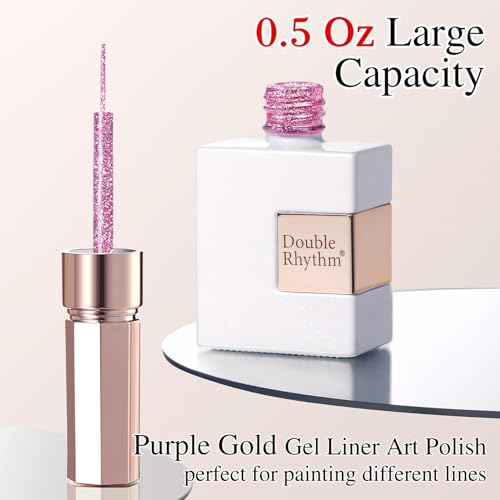 Double Rhythm 15 Ml Metallic Gel Liner Nail Art Gel Bronze Mirror Chrome Painted Drawing Stripper 3D Effect Gel Polish (Glitter Rose Gold-L1004) - color: Rose Gold