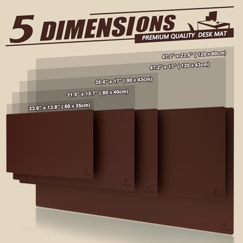 K KNODEL Extra Large Desk Mat, Leather Mouse Pad (47.2"x17", Dark Brown) - color: Dark Brown, size: 47.2" x 17"