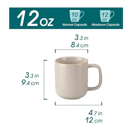 vancasso Coffee Mugs Set of 6, 12 Oz Ceramic Coffee Cups with Handle, Ceramic Unique Glaze Coffee Cup for Cappuccino, Latte, Tea, Cocoa, Dishwasher & Microwave Safe Gift Sets, Gray, Series PLAYA - color: Gray, size: 12 Oz