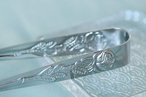 HINMAY 6PCS Mini Serving Tongs 4-Inch Small Rose Sugar Cube Tongs (Silver) - size: 4-Inch