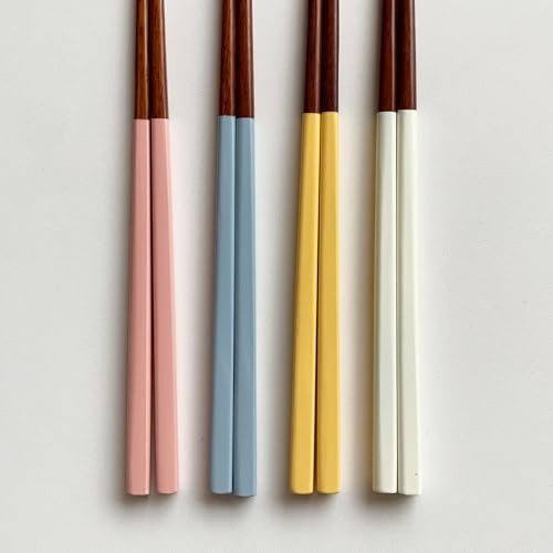 Korea traditional lacquer wooden Chopsticks and Spoon Set, 2 Pair, Yellow